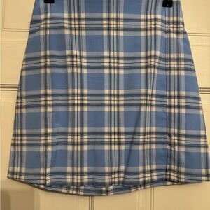 Brandy Melville Blue and White Plaid Mini Skirt